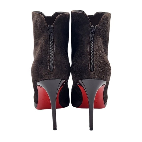 Christian Louboutin Gaetanina Suede & Leather Paneled Ankle Boots Brown 37 - Picture 9 of 16